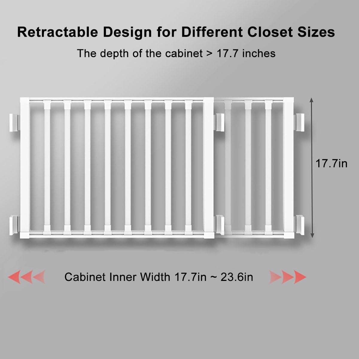 Pull Out Pants Rack for Closet, Retractable Clothes Trousers Hanger Above Washing Machine, Space Saving Aluminum Alloy Wardrobe Drying Rack Organizer (White, for 17.7"~23.6" Opening)