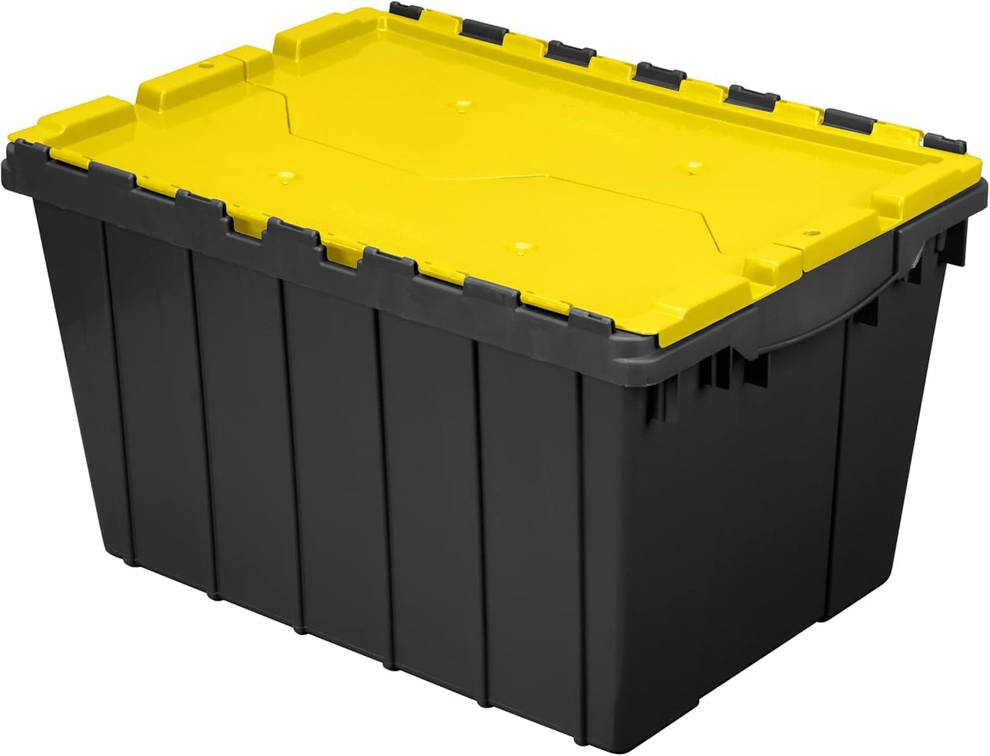 Akro-Mils KeepBox 18 Gallon Storage Container, Nesting and Stackable Plastic Storage Box with Lid Attached, Clear Tote for Garages, Closets, and Moving, 21" x 15" x 17", Clear/Green