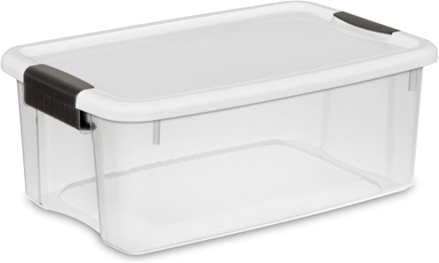 Sterilite 4 Pack Ultra Latching Box, Storage Bins with Lids, Clear Plastic, 70 Quart - Heavy-Duty Organizing Containers for Closet, Bathroom, and Office