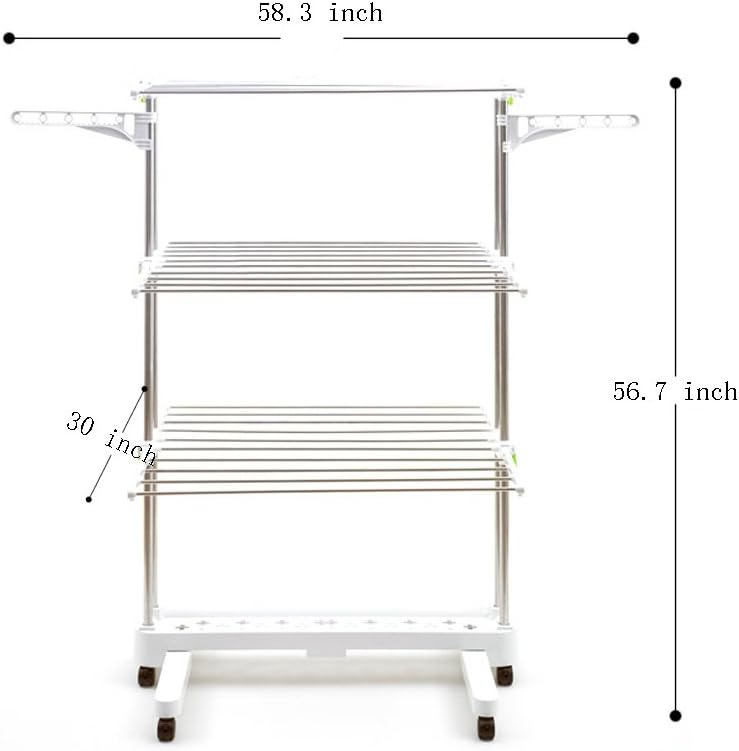 BR505 3-Tier Collapsible Clothes Drying Rack with Casters, Laundry Drying Rack, Stainless Steel Hanging Rods, Indoor & Outdoor Use