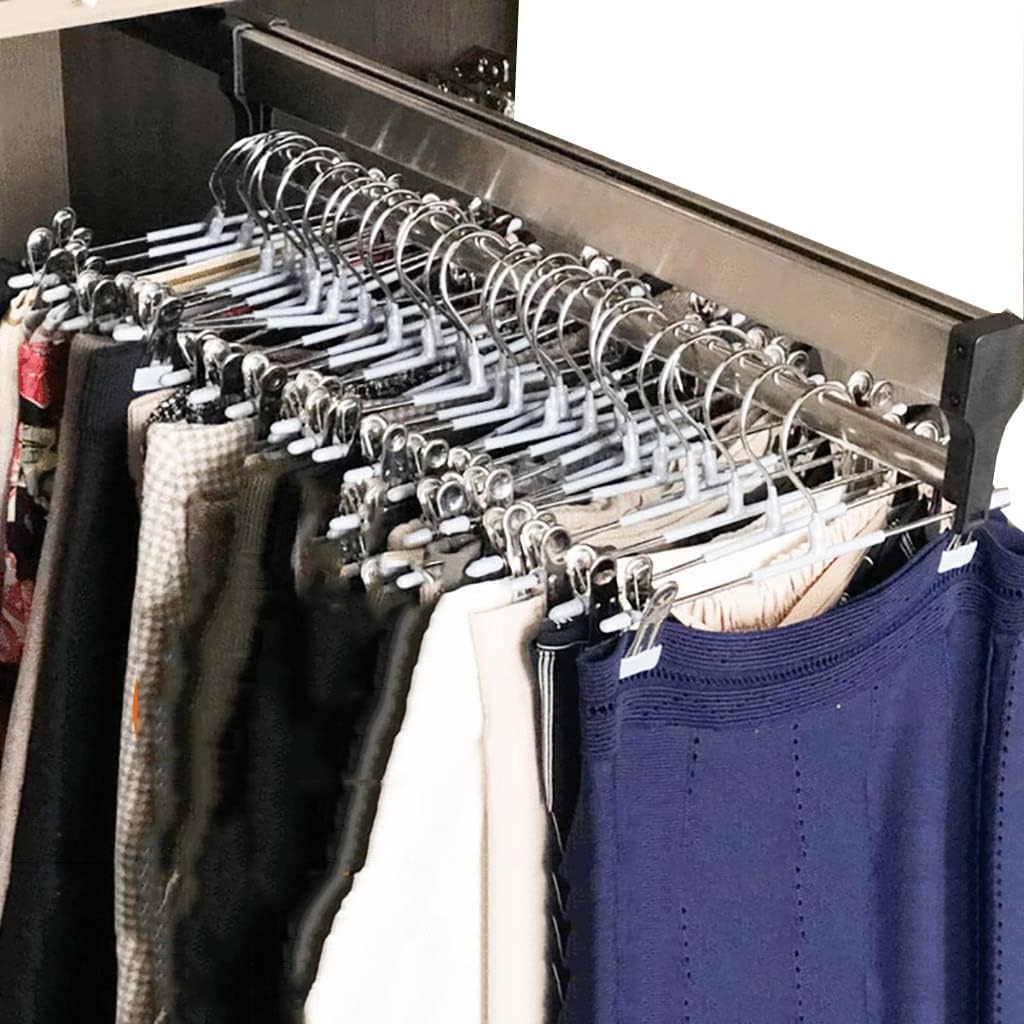 Closet Clothes Hanger Rail,Pull-Out Closet Rod Length 31.5IN,Wardrobe Clothing Rail,Closet Organizer Rack for Pants and Coat (800mm/31.5inch)