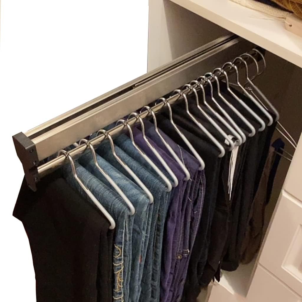 Closet Clothes Hanger Rail,Pull-Out Closet Rod Length 31.5IN,Wardrobe Clothing Rail,Closet Organizer Rack for Pants and Coat (800mm/31.5inch)
