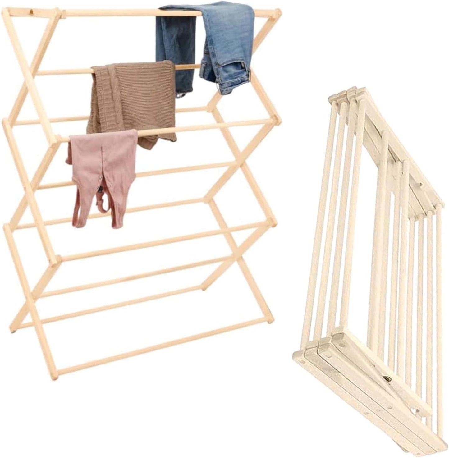Pennsylvania Woodworks Clothes Drying Rack: Solid Maple Hard Wood Laundry Rack for Sweaters, Blouses, Lingerie & More, Durable Folding Drying Rack, Made in USA, No Assembly Needed, Large