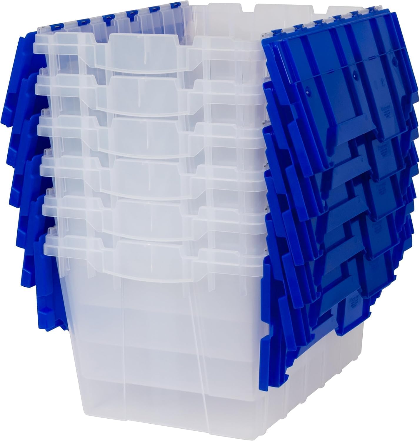 Akro-Mils KeepBox 18 Gallon Storage Container, Nesting and Stackable Plastic Storage Box with Lid Attached, Clear Tote for Garages, Closets, and Moving, 21" x 15" x 17", Clear/Green