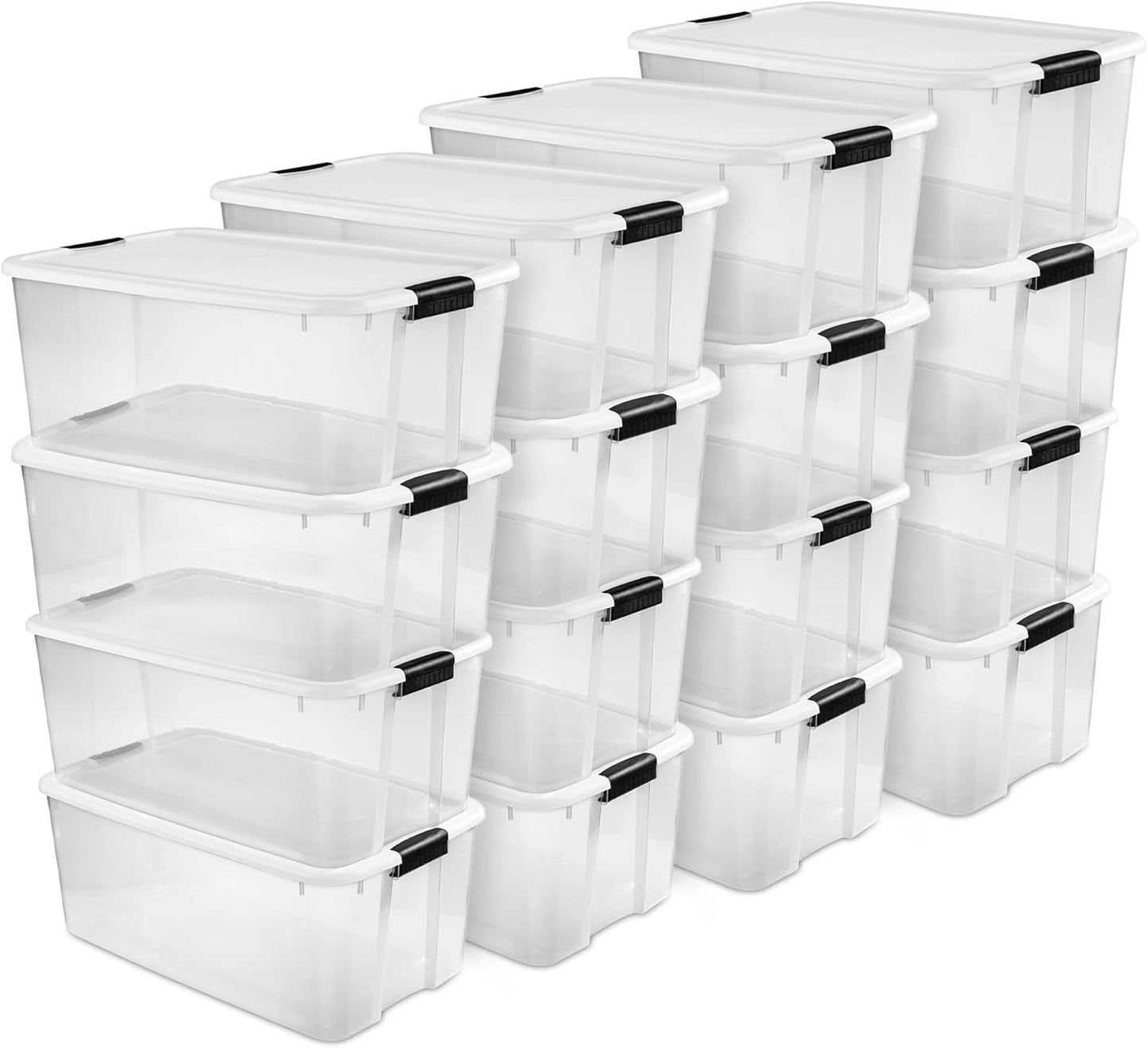 Sterilite 4 Pack Ultra Latching Box, Storage Bins with Lids, Clear Plastic, 70 Quart - Heavy-Duty Organizing Containers for Closet, Bathroom, and Office