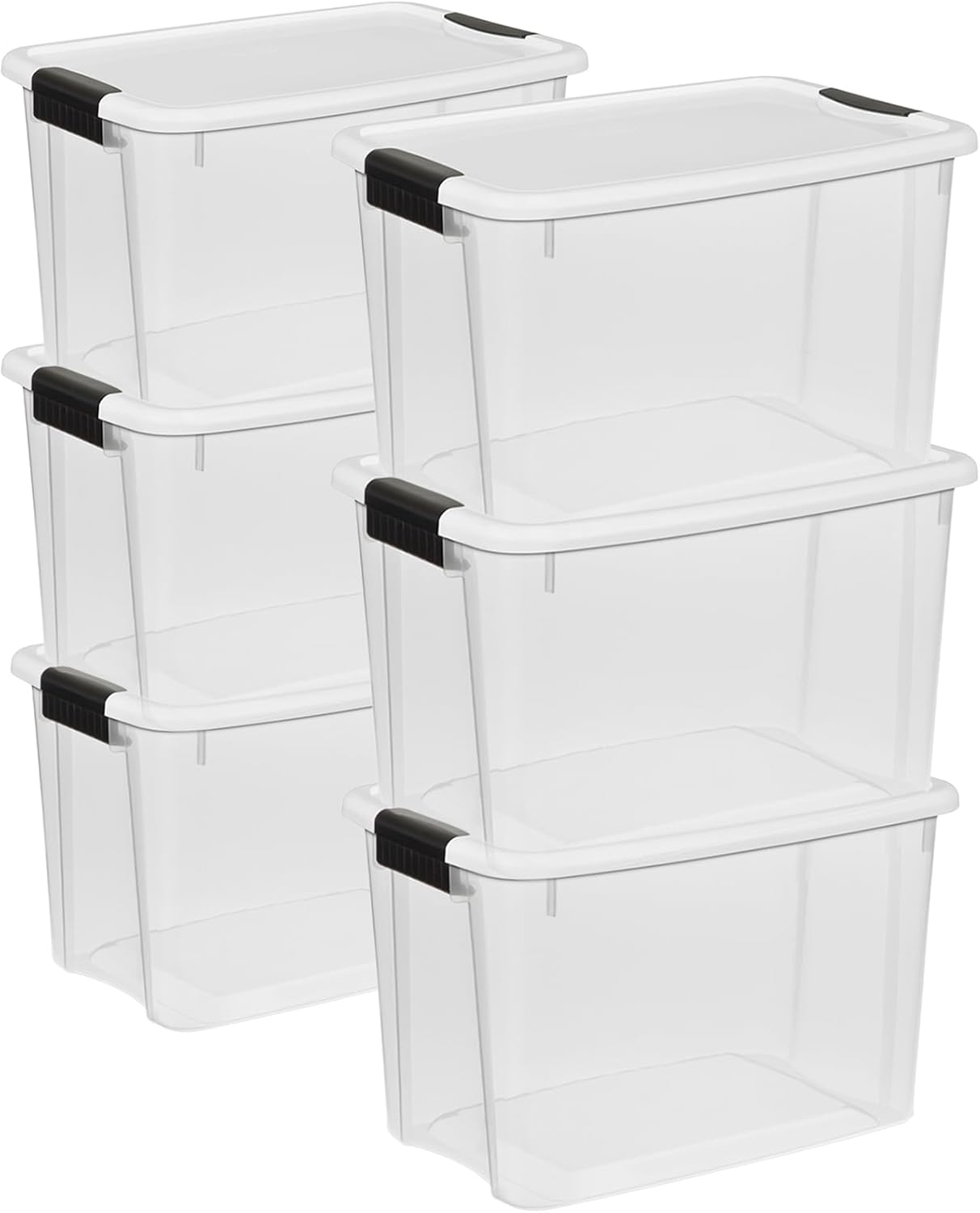Sterilite 4 Pack Ultra Latching Box, Storage Bins with Lids, Clear Plastic, 70 Quart - Heavy-Duty Organizing Containers for Closet, Bathroom, and Office