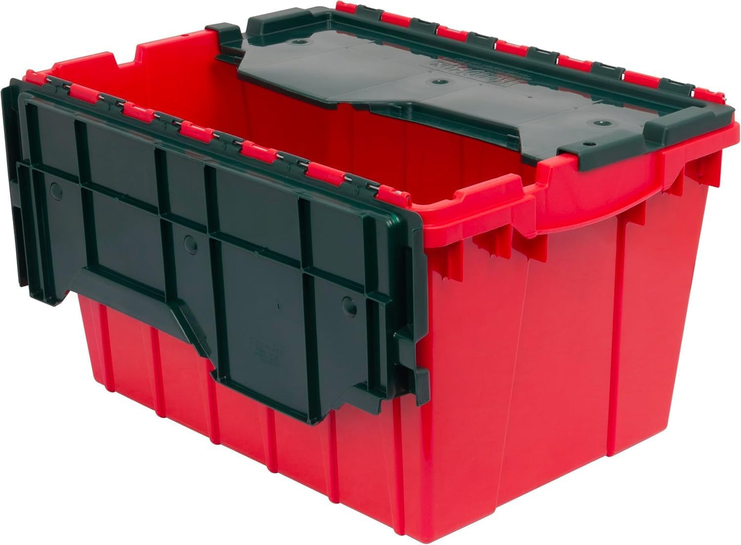 Akro-Mils KeepBox 18 Gallon Storage Container, Nesting and Stackable Plastic Storage Box with Lid Attached, Clear Tote for Garages, Closets, and Moving, 21" x 15" x 17", Clear/Green