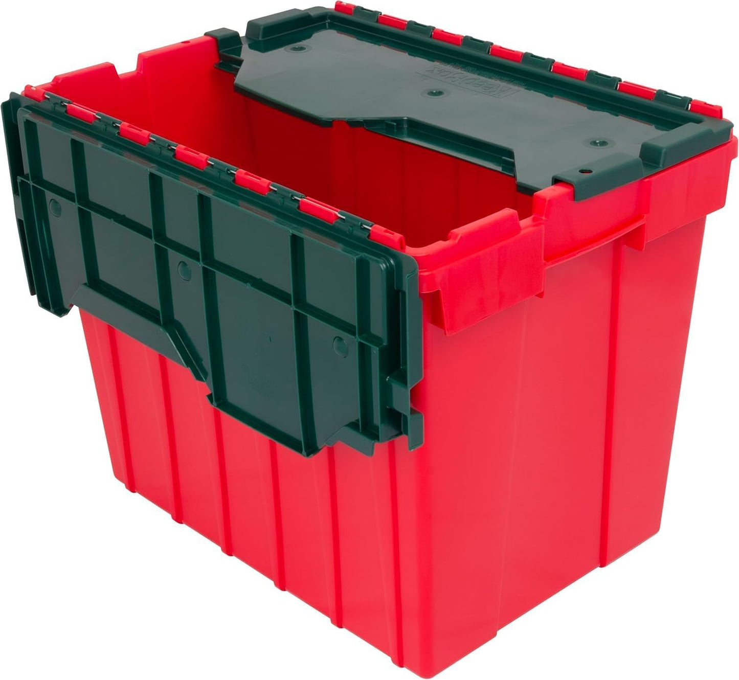 Akro-Mils KeepBox 18 Gallon Storage Container, Nesting and Stackable Plastic Storage Box with Lid Attached, Clear Tote for Garages, Closets, and Moving, 21" x 15" x 17", Clear/Green