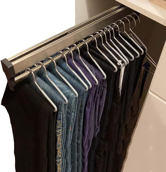 Closet Clothes Hanger Rail,Pull-Out Closet Rod Length 31.5IN,Wardrobe Clothing Rail,Closet Organizer Rack for Pants and Coat (800mm/31.5inch)