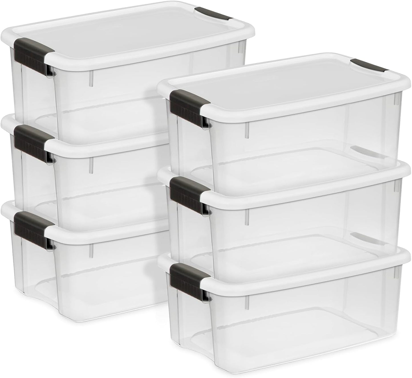 Sterilite 4 Pack Ultra Latching Box, Storage Bins with Lids, Clear Plastic, 70 Quart - Heavy-Duty Organizing Containers for Closet, Bathroom, and Office