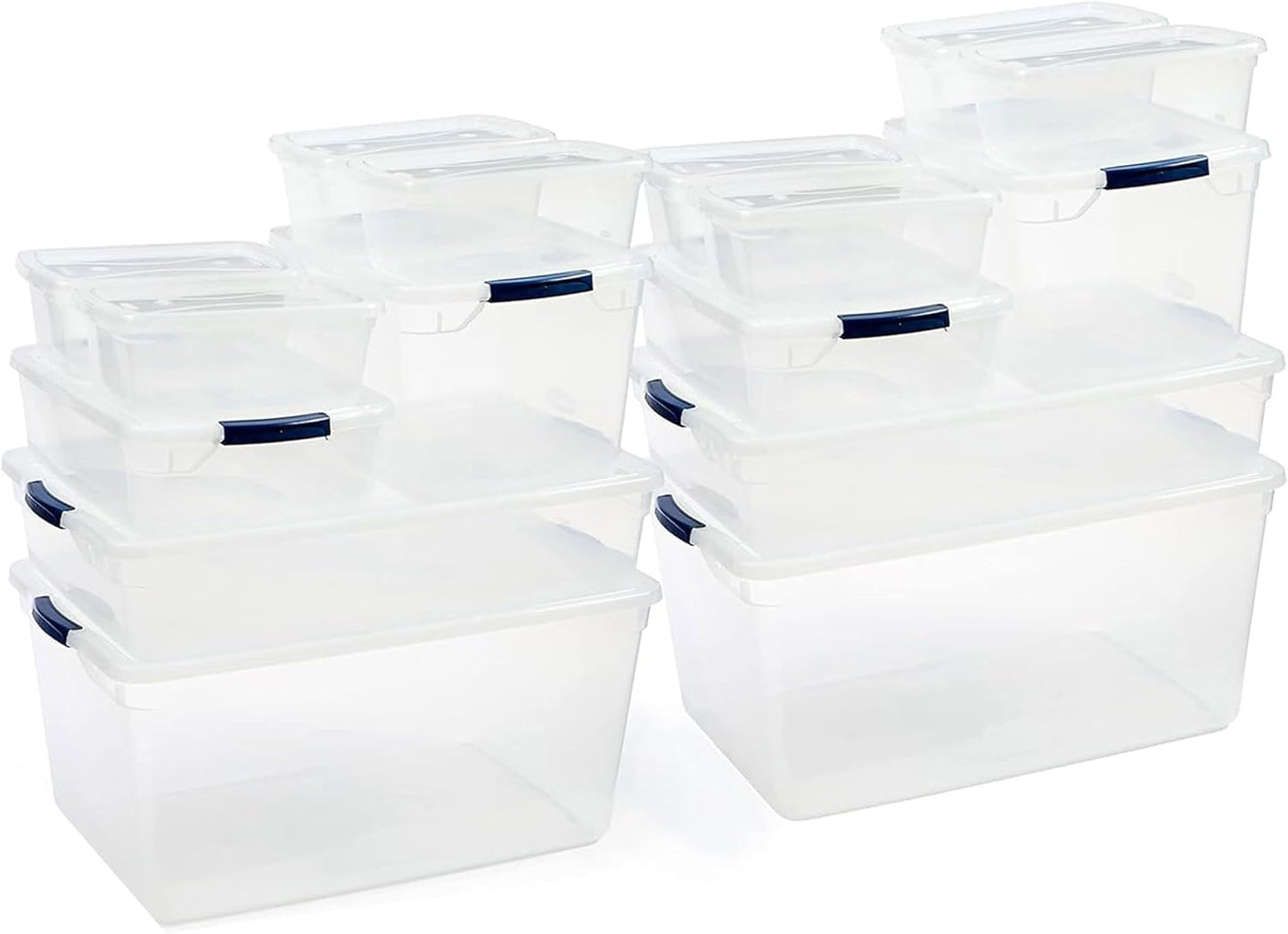 Rubbermaid Cleverstore Clear 32 Qt, 6 Pack Stackable Plastic Storage Bins with Lids, Great for Closet and Laundry Storage, Organizing in the Home