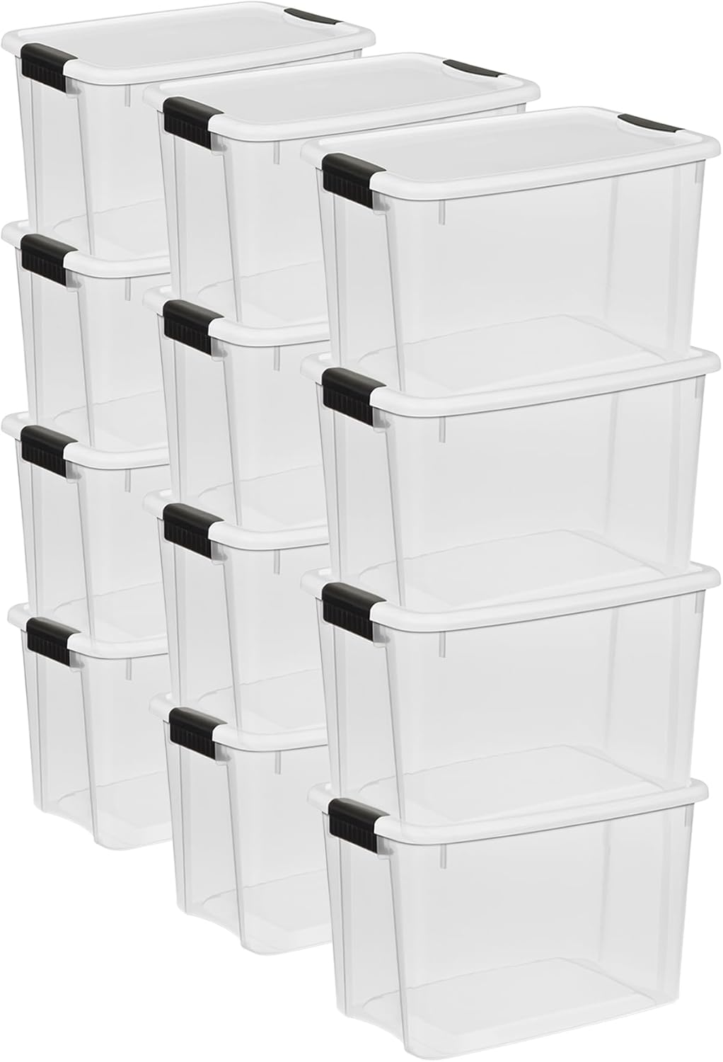 Sterilite 4 Pack Ultra Latching Box, Storage Bins with Lids, Clear Plastic, 70 Quart - Heavy-Duty Organizing Containers for Closet, Bathroom, and Office