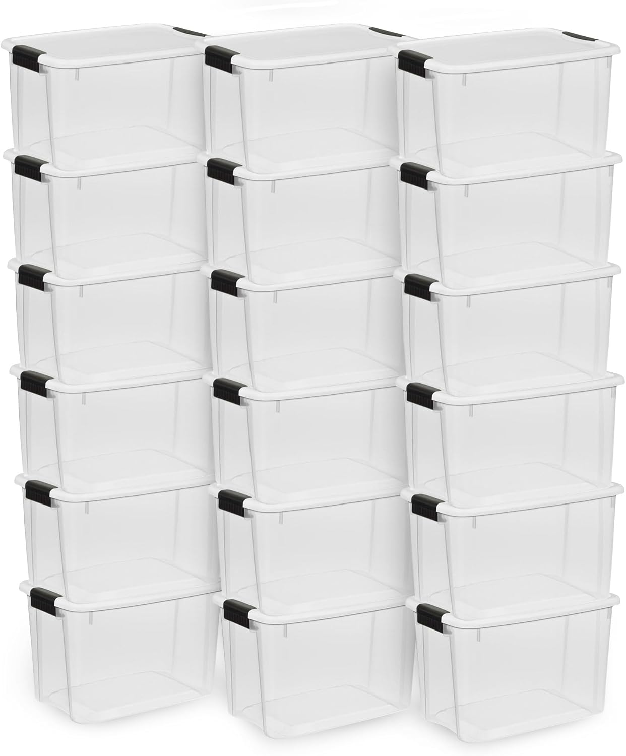 Sterilite 4 Pack Ultra Latching Box, Storage Bins with Lids, Clear Plastic, 70 Quart - Heavy-Duty Organizing Containers for Closet, Bathroom, and Office