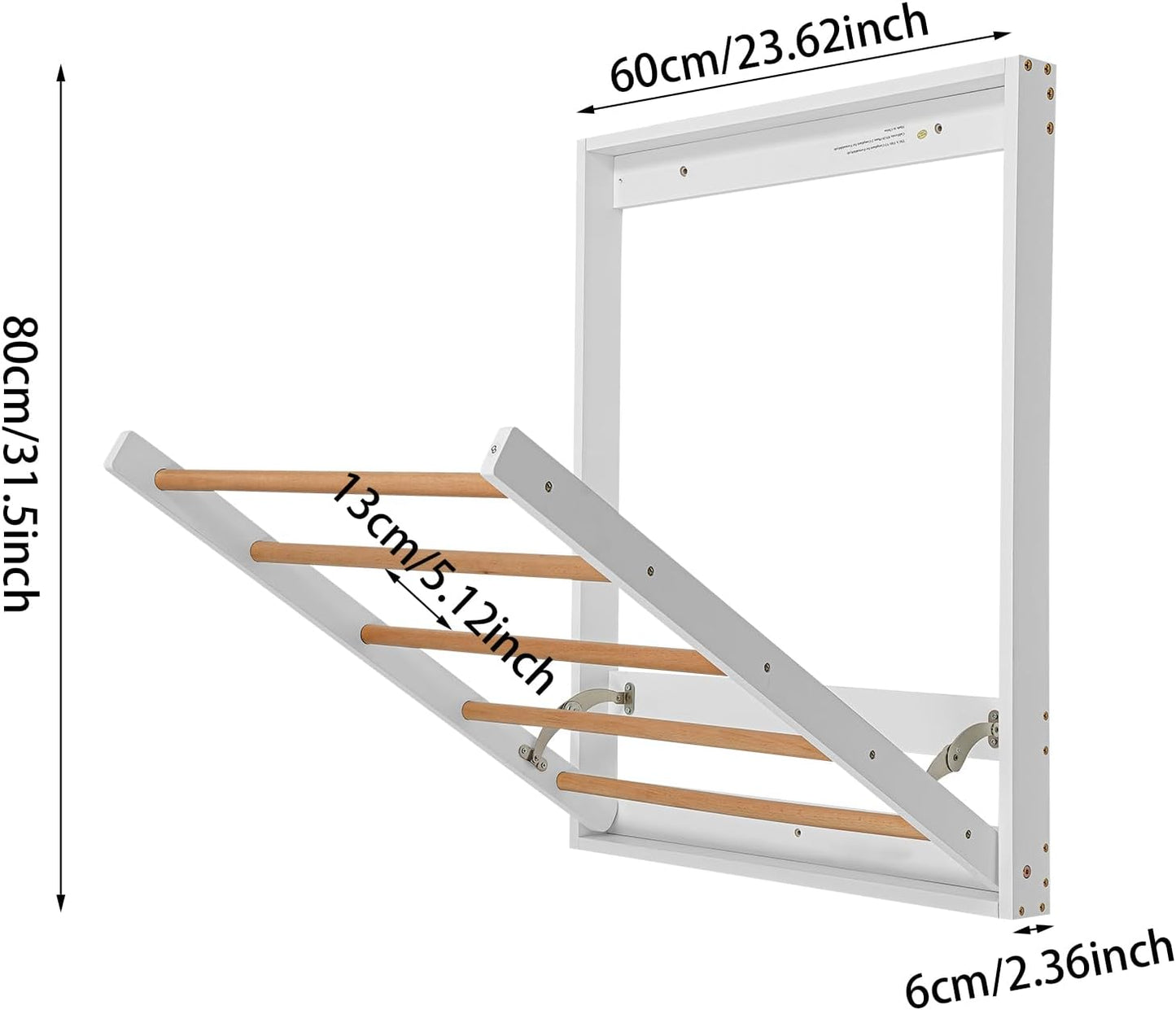 Clothes Drying Rack for Laundry Foldable Wooden Wall Mounted Clothing Dryer Rack for Home Laundry Room Bathroom Indoor Use
