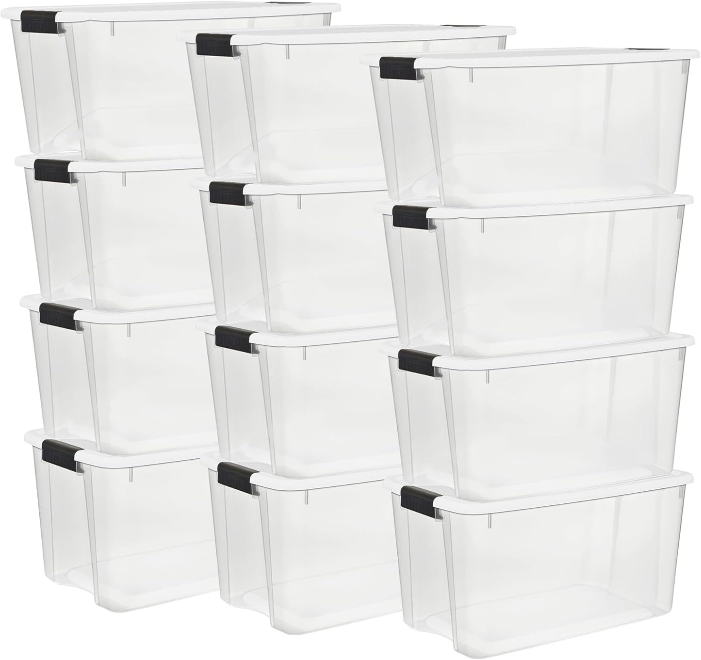 Sterilite 4 Pack Ultra Latching Box, Storage Bins with Lids, Clear Plastic, 70 Quart - Heavy-Duty Organizing Containers for Closet, Bathroom, and Office