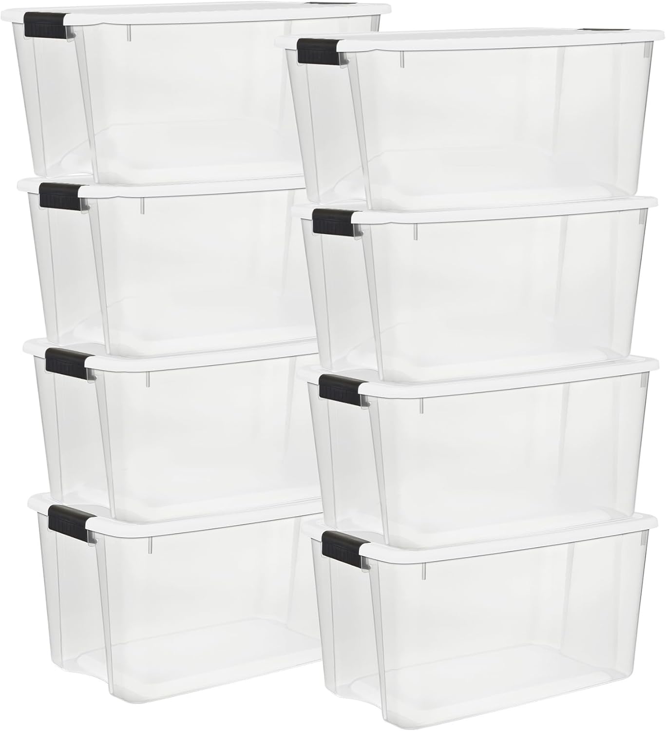 Sterilite 4 Pack Ultra Latching Box, Storage Bins with Lids, Clear Plastic, 70 Quart - Heavy-Duty Organizing Containers for Closet, Bathroom, and Office