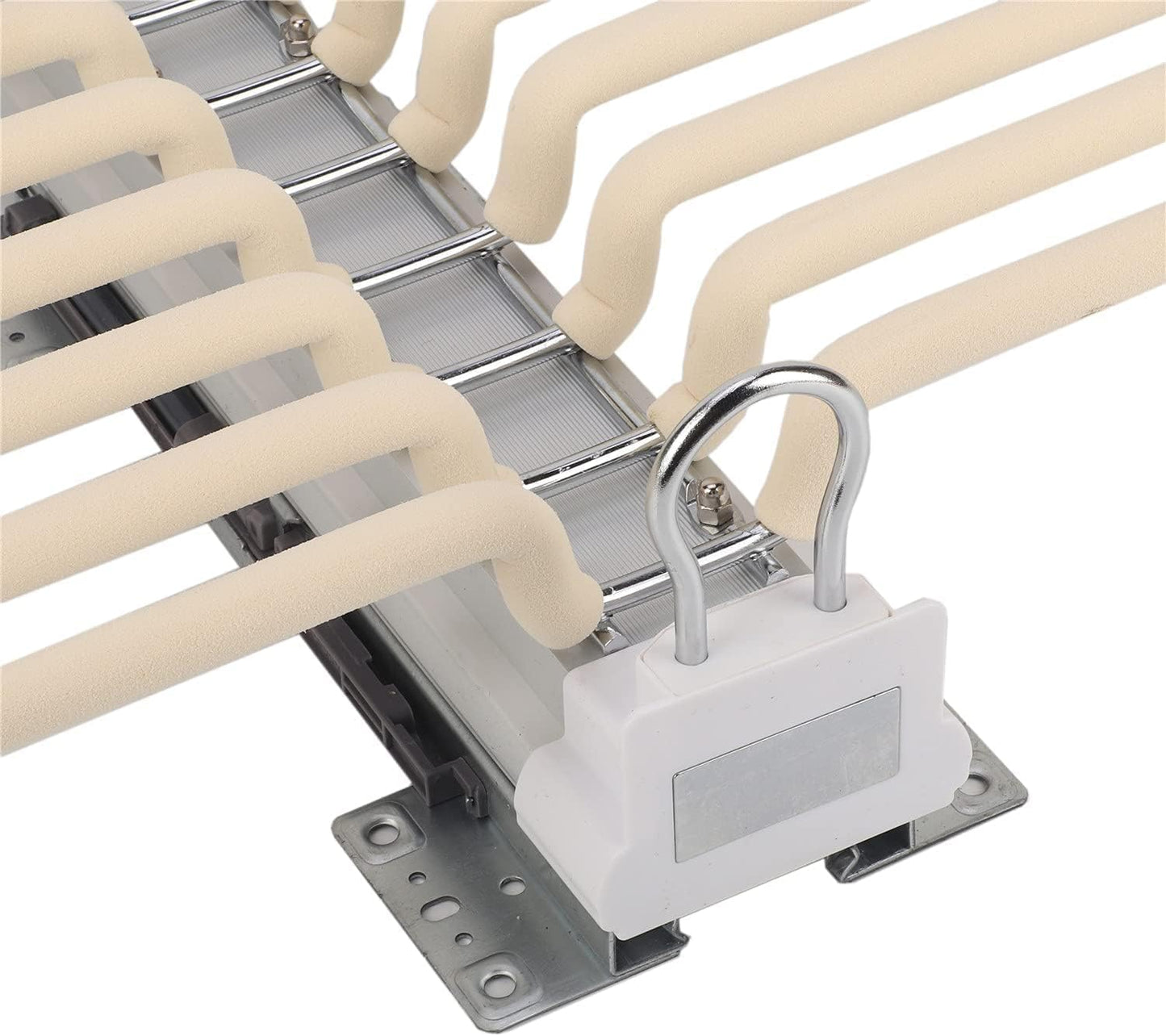 MYOYAY Pull Out Trousers Rack 22 Arms Steel Pull Out Pants Rack Pants Hanger Bar Clothes Organizers for Closet for Space Saving and Storage Maximum Load 33lbs Beige 23.4x18x5.7inch