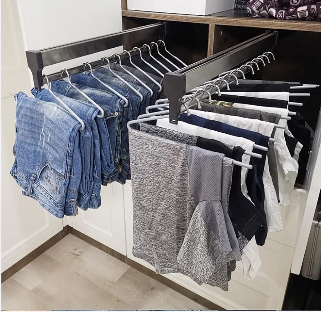 Closet Clothes Hanger Rail,Pull-Out Closet Rod Length 31.5IN,Wardrobe Clothing Rail,Closet Organizer Rack for Pants and Coat (800mm/31.5inch)
