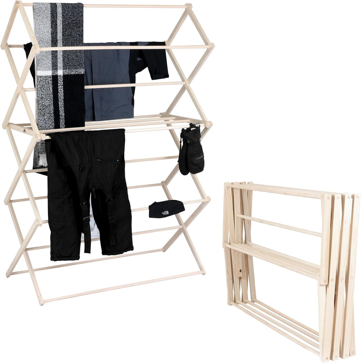 Pennsylvania Woodworks Clothes Drying Rack: Solid Maple Hard Wood Laundry Rack for Sweaters, Blouses, Lingerie & More, Durable Folding Drying Rack, Made in USA, No Assembly Needed, Large