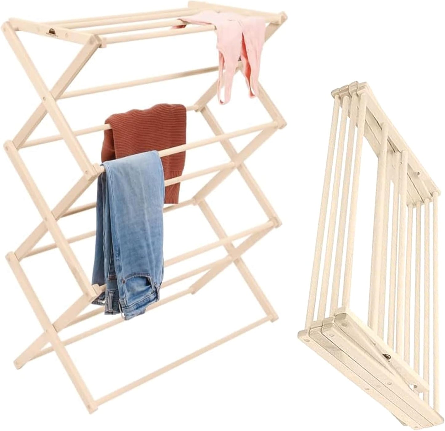 Pennsylvania Woodworks Clothes Drying Rack: Solid Maple Hard Wood Laundry Rack for Sweaters, Blouses, Lingerie & More, Durable Folding Drying Rack, Made in USA, No Assembly Needed, Large