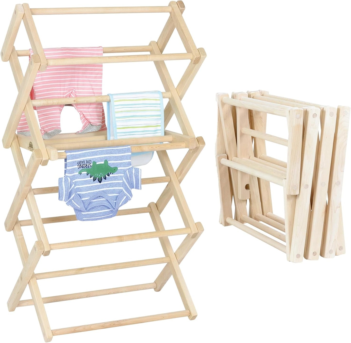 Pennsylvania Woodworks Clothes Drying Rack: Solid Maple Hard Wood Laundry Rack for Sweaters, Blouses, Lingerie & More, Durable Folding Drying Rack, Made in USA, No Assembly Needed, Large
