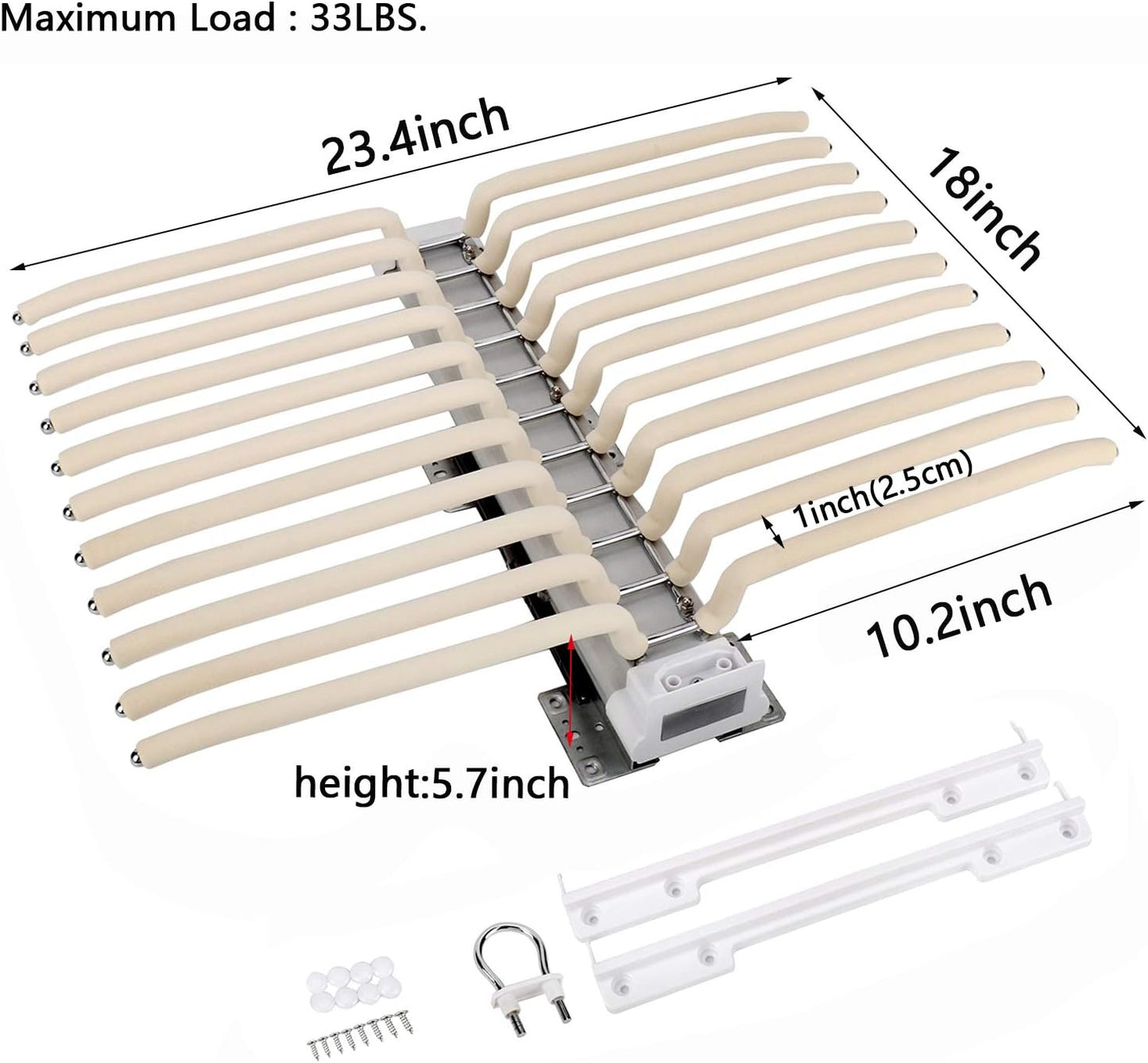 MYOYAY Pull Out Trousers Rack 22 Arms Steel Pull Out Pants Rack Pants Hanger Bar Clothes Organizers for Closet for Space Saving and Storage Maximum Load 33lbs Beige 23.4x18x5.7inch