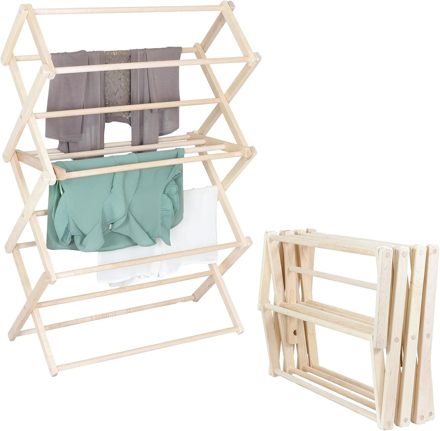 Pennsylvania Woodworks Clothes Drying Rack: Solid Maple Hard Wood Laundry Rack for Sweaters, Blouses, Lingerie & More, Durable Folding Drying Rack, Made in USA, No Assembly Needed, Large