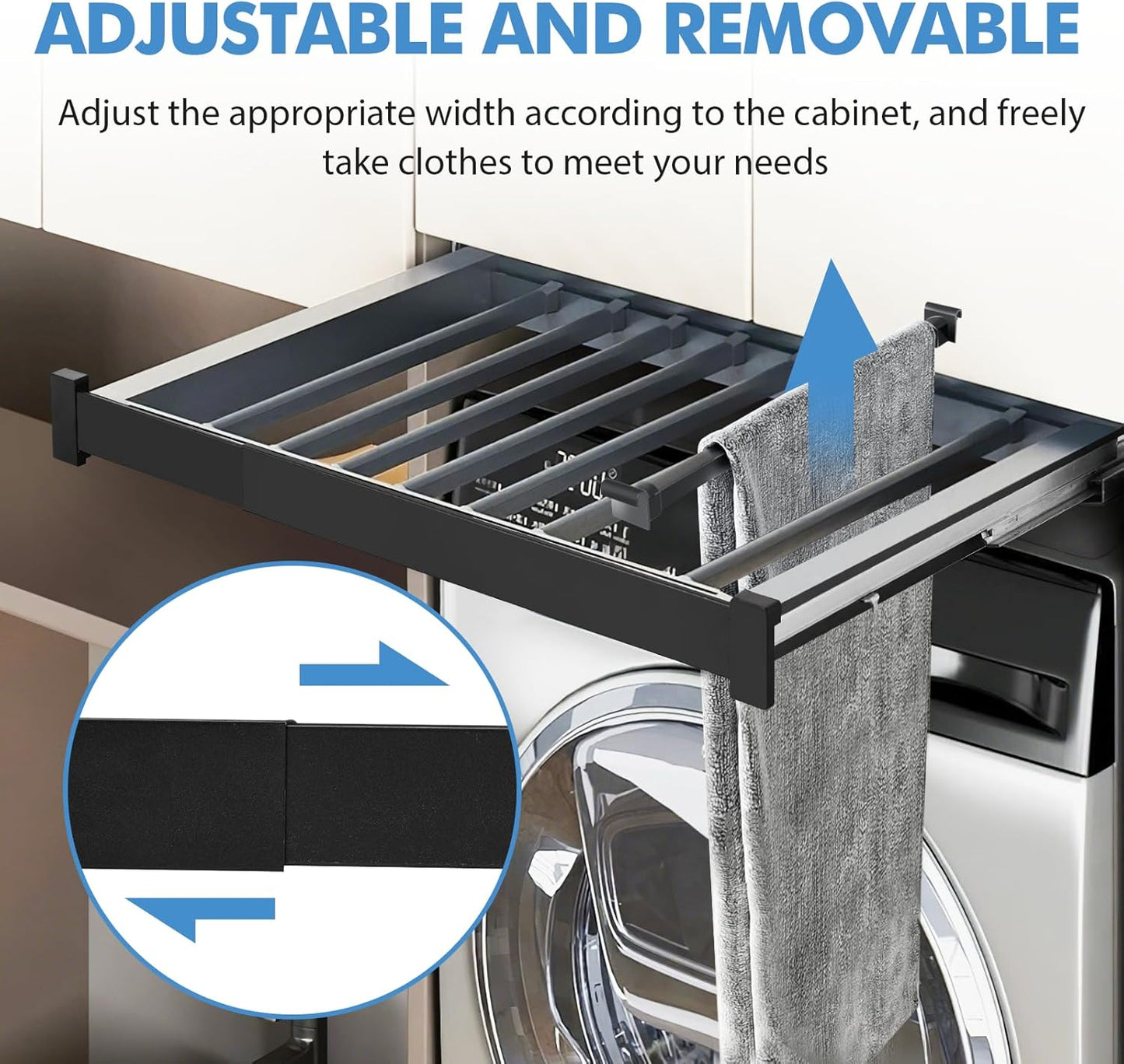 YJINGRUI Pull Out Trousers Rack for Closet, 11 Rods Retractable Wardrobe Trousers Rack, 66lb Closet Organizer with Silent Slide, Space-Saving for Wardrobe/Cloakroom/Bedroom/Balcony (23.6-33.5in)