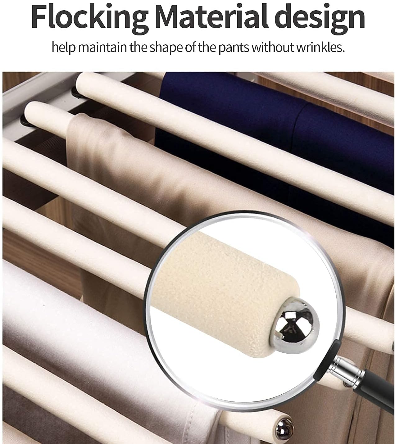 tonchean Pull Out Pants Rack Pants Hanger Bar 22 Arms Steel Pull Out Trousers Rack for Closet Clothes Organizers for Space Saving and Storage 18(L) x 23.4(W) x 5.7(H) inch
