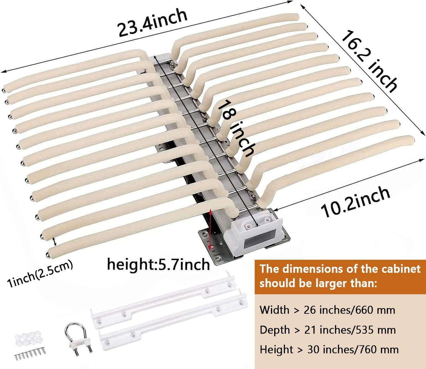 tonchean Pull Out Pants Rack Pants Hanger Bar 22 Arms Steel Pull Out Trousers Rack for Closet Clothes Organizers for Space Saving and Storage 18(L) x 23.4(W) x 5.7(H) inch