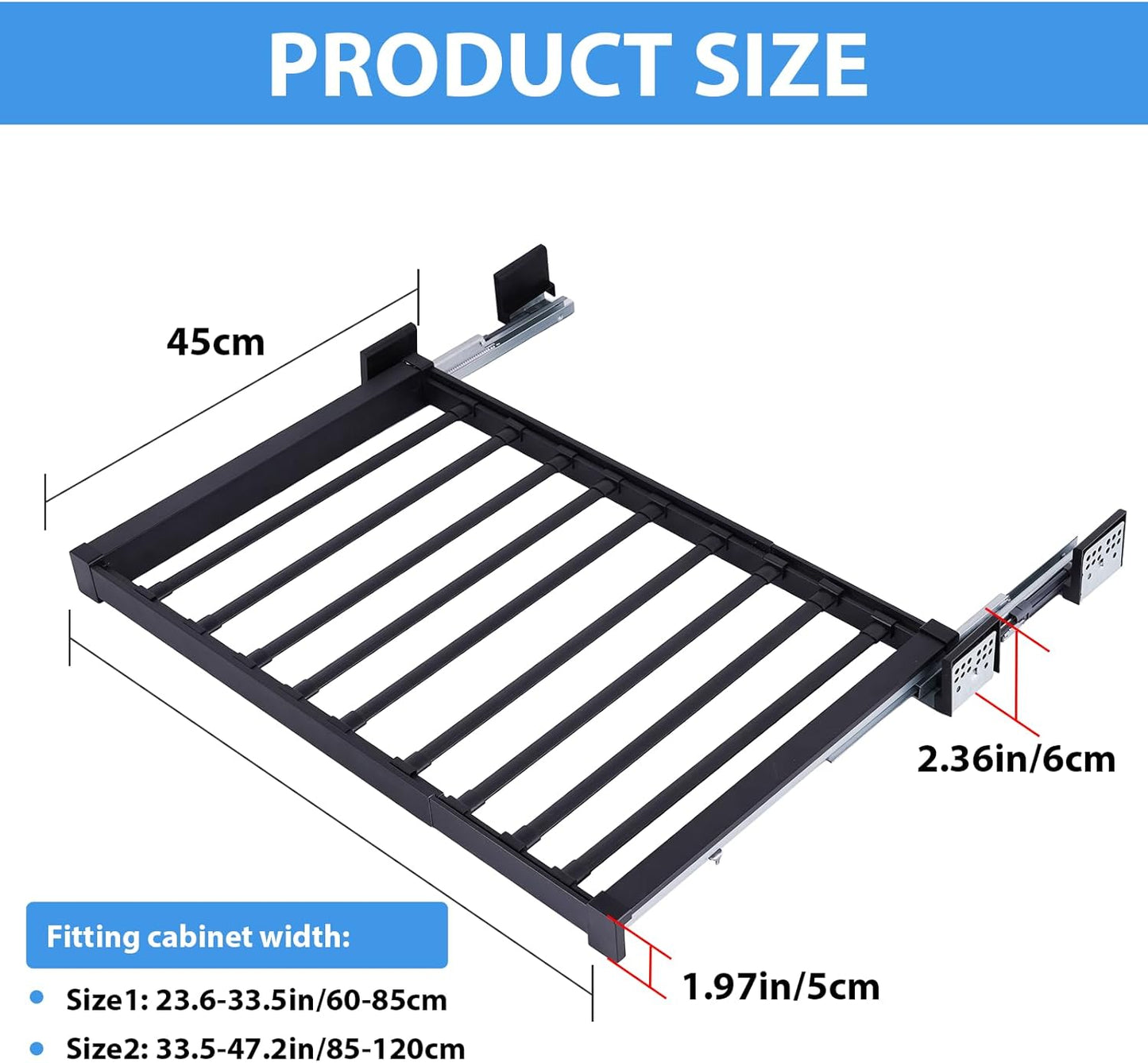 YJINGRUI Pull Out Trousers Rack for Closet, 11 Rods Retractable Wardrobe Trousers Rack, 66lb Closet Organizer with Silent Slide, Space-Saving for Wardrobe/Cloakroom/Bedroom/Balcony (23.6-33.5in)