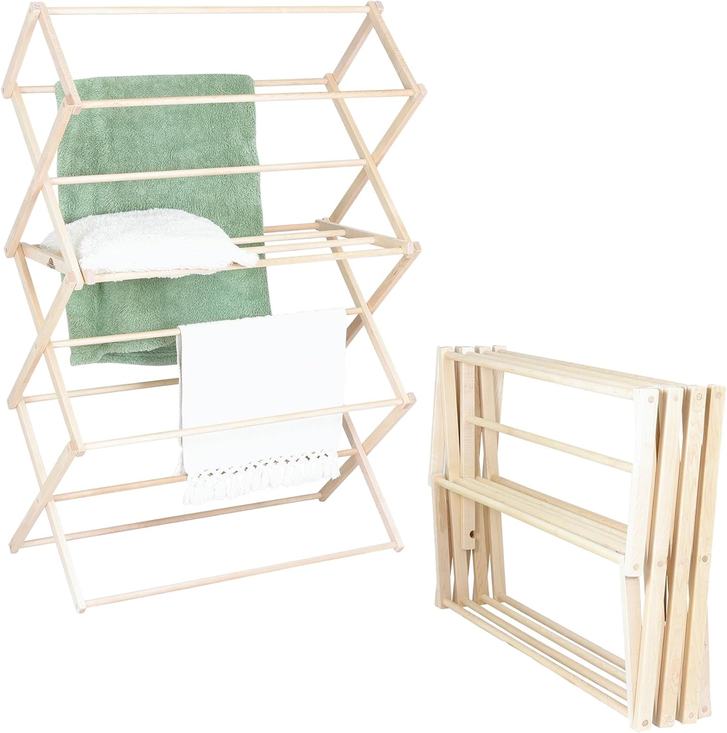 Pennsylvania Woodworks Clothes Drying Rack: Solid Maple Hard Wood Laundry Rack for Sweaters, Blouses, Lingerie & More, Durable Folding Drying Rack, Made in USA, No Assembly Needed, Large