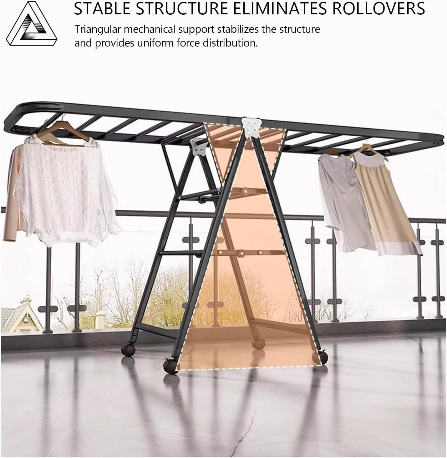 Folding Clothes Drying Rack with Height-Adjustable,Outdoor Large Capacity Convenient Rack, Solid Carbon Steel Material Suitable for Garden, Terrace, Balcony, Living Room (140cm Black)