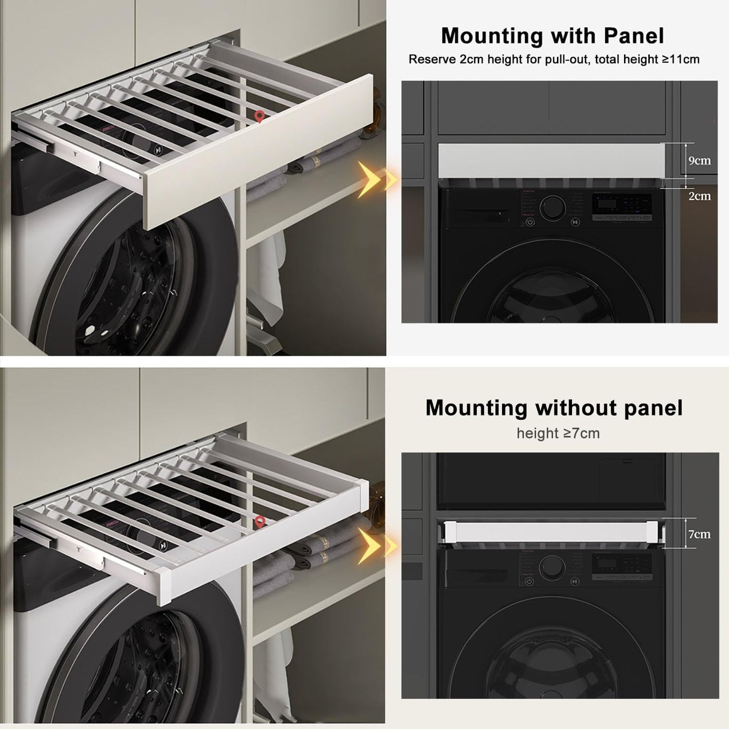 Pull Out Pants Rack for Closet, Retractable Clothes Trousers Hanger Above Washing Machine, Space Saving Aluminum Alloy Wardrobe Drying Rack Organizer (White, for 17.7"~23.6" Opening)