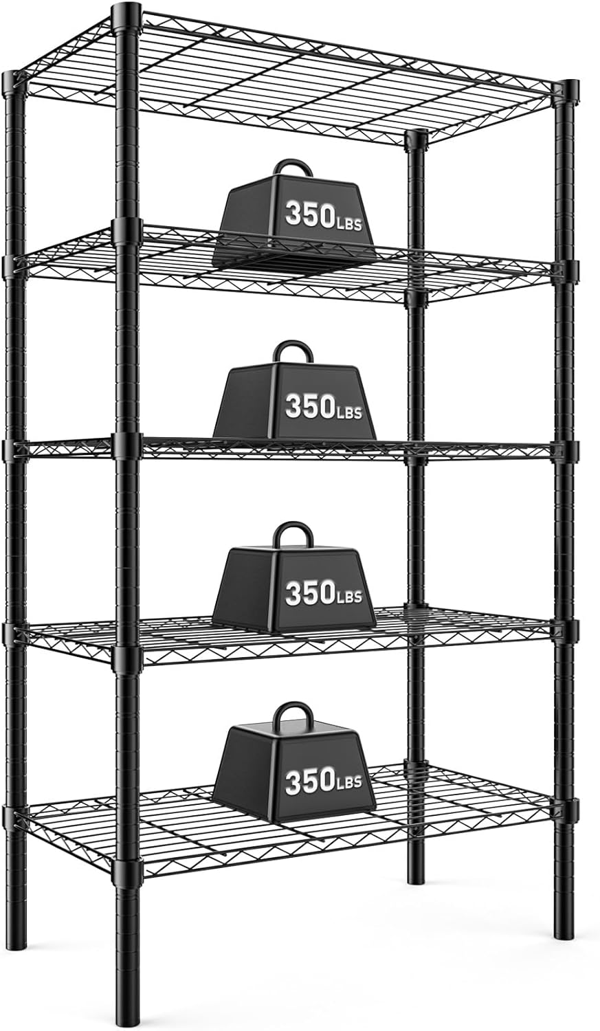 DUMOS 4 Tier Metal Wire Rack Shelf Heavy Duty Standing Shelves Adjustable Steel Closet Shelving Unit Organizers and Storage for Kitchen Bathroom Pantry Office, 13.78" D x 35.43" W x 54.02" H