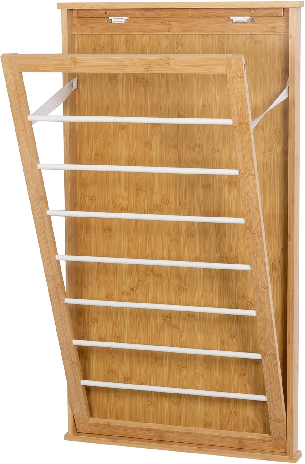 Honey-Can-Do Wall-Mounted Clothes Drying Rack, Bamboo, Collapsible, 23 in W x 42 in H