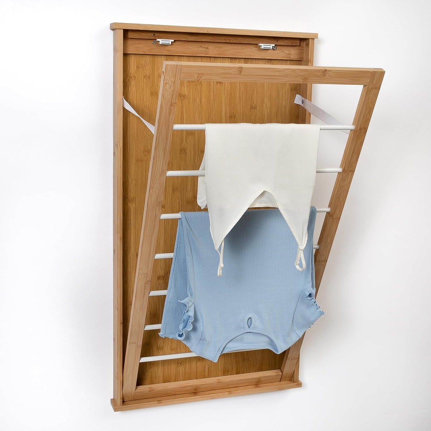 Honey-Can-Do Wall-Mounted Clothes Drying Rack, Bamboo, Collapsible, 23 in W x 42 in H