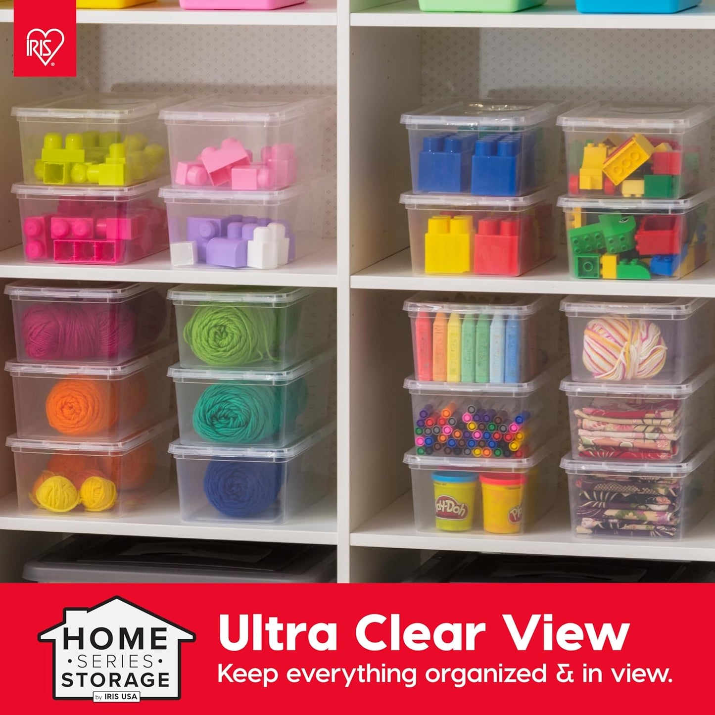 IRIS USA 20-Pack Storage Bins with Lids, 6 Quart, Shoe Boxes Clear Stackable Containers Organize Shoes Closet Shelves, Classroom Organization Teacher Tools, Game Storage - BPA-Free Plastic